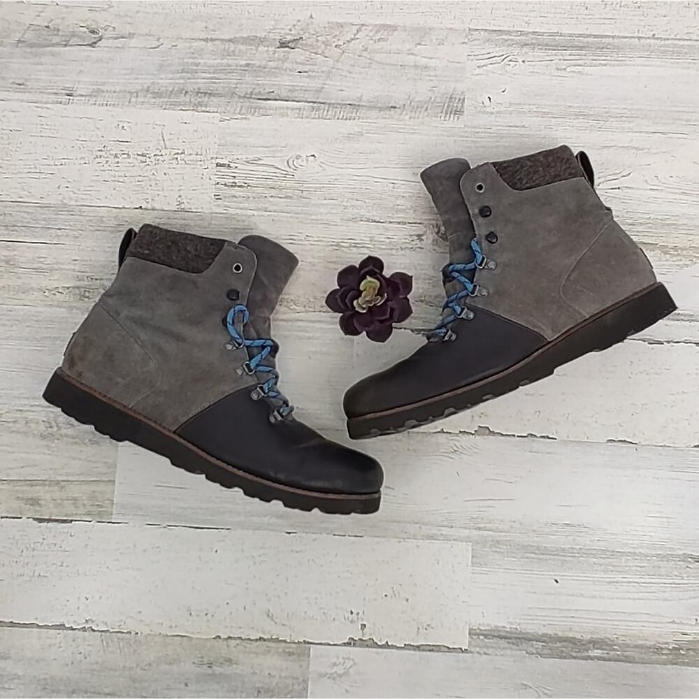 Ugg Halfdan Black/Grey Leather Waterproof Chukka Lace Up Winter Boots Size 13